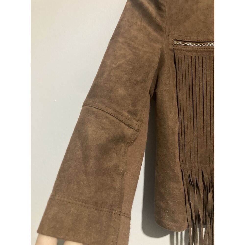 BCBG Maxazria Cowgirl Chic Western Suede Fringe Cropped Jacket Size XS - Picture 11 of 12